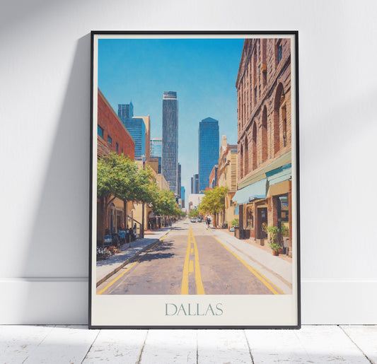 Dallas Travel Print ~ Texas Travel Poster | Painted Wall Art Print & Home Decor | Framed Personalized Print | Vacation Travel Gift