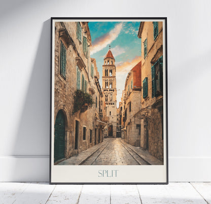 Split Travel Print ~ Croatia Travel Poster | Painted Wall Art & Home Decor | Framed Personalized Print | Vacation Travel Gift