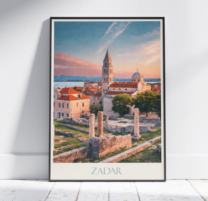 Zadar Travel Print ~ Croatia Travel Poster | Painted Wall Art Print & Home Decor | Framed Personalized Print | Vacation Travel Gift