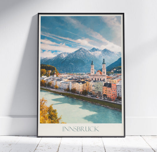 Innsbruck Travel Print, Austria ~ Travel Poster Wall Art Home Decor Personalized Gift Painting Framed