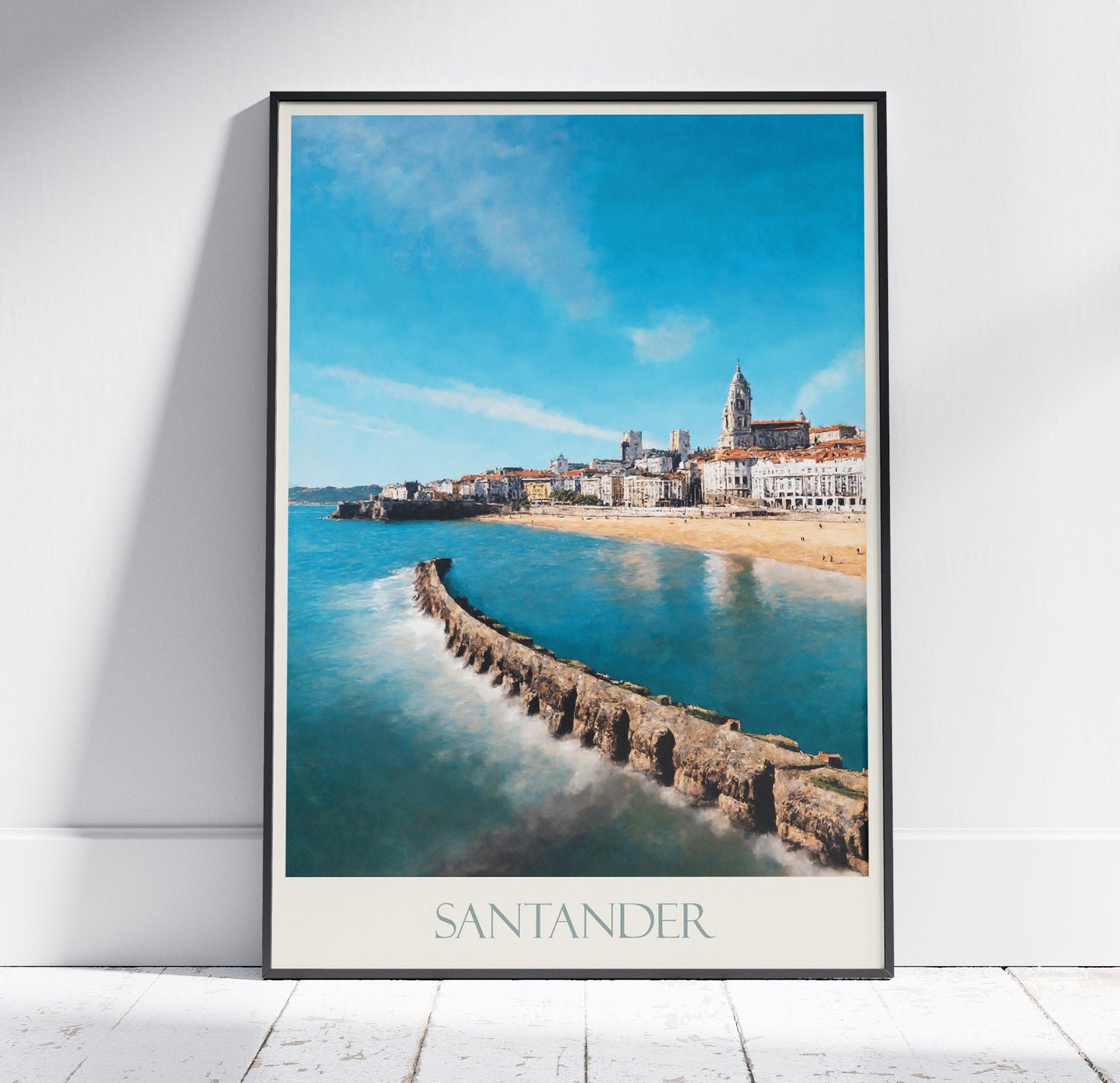 Santander Travel Print ~ Spain Travel Poster | Painted Wall Art Print & Home Decor | Framed Personalized Print | Vacation Travel Gift