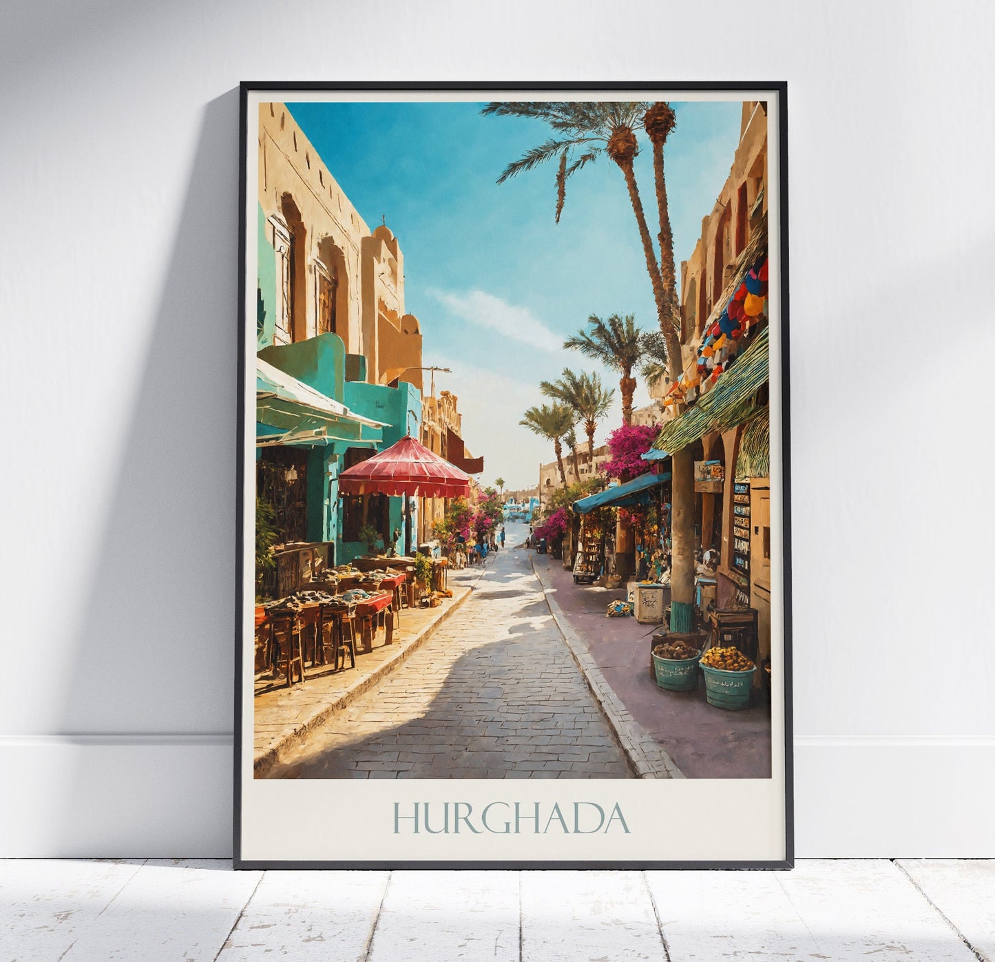 Hurghada Travel Print ~ Egypt Travel Poster | Painted Wall Art Print & Home Decor | Framed Personalized Print | Vacation Travel Gift