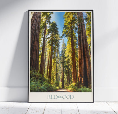 Redwood National Park Travel Print ~ California Travel Poster Wall Art Home Decor Gift Personalized Framed