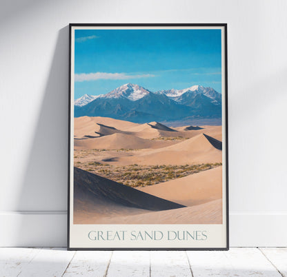 Great Sand Dunes Travel Print ~ Colorado Travel Poster | Painted Wall Art & Home Decor | Framed Personalized Print | Vacation Travel Gift