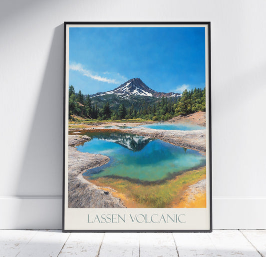 Lassen Volcanic National Park Travel Print ~ California Travel Poster Wall Art Home Decor Gift Personalized Framed