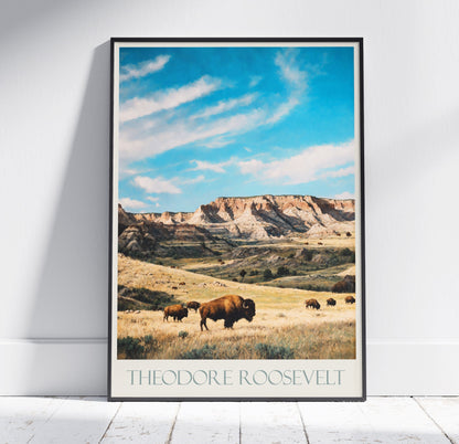 Theodore Roosevelt National Park Travel Print ~ North Dakota Travel Poster Wall Art Home Decor Gift Personalized Framed