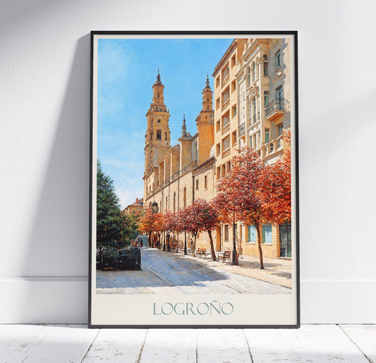 Logroño Travel Print ~ Spain Travel Poster | Painted Wall Art Print & Home Decor | Framed Personalized Print | Vacation Travel Gift