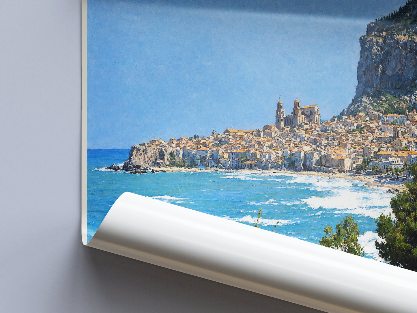 Cefalu Travel Print: Sicily, Italy Travel Poster | Painted Wall Art & Home Decor | Framed Personalized Print | Vacation Travel Gift