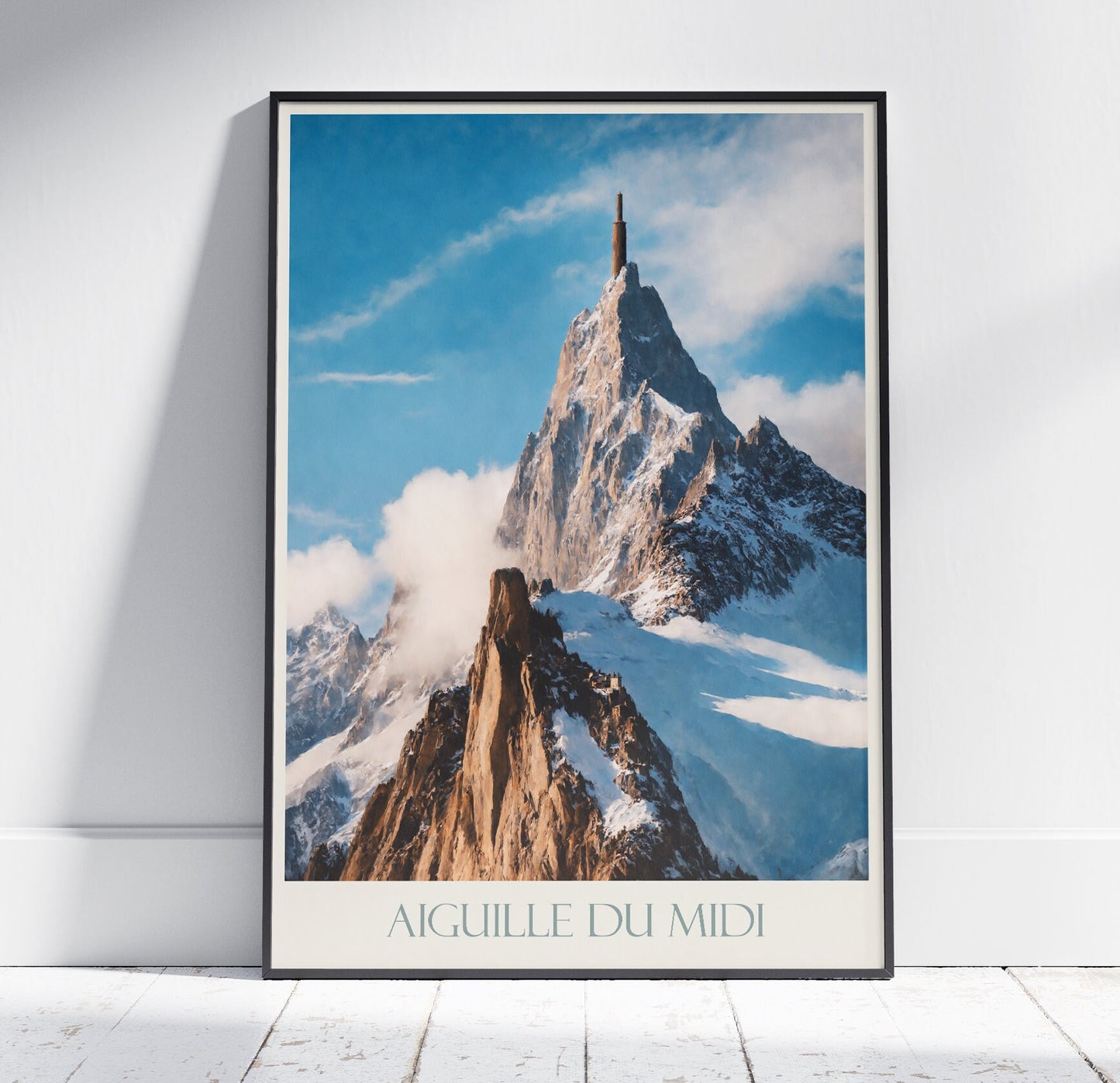 Aiguille du Midi Travel Print ~ France Travel Poster | Painted Wall Art & Home Decor | Framed Personalized Print | Vacation Travel Gift