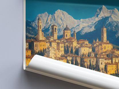 Bergamo Travel Print ~ Italy Travel Poster | Painted Wall Art & Home Decor | Framed Personalized Print | Vacation Travel Gift