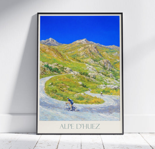 Alpe d'Huez Travel Print ~ France Travel Poster | Painted Wall Art & Home Decor | Framed Personalized Print | Vacation Travel Gift