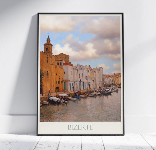 Bizerte Travel Print ~ Tunisia Travel Poster | Painted Wall Art Print & Home Decor | Framed Personalized Print | Vacation Travel Gift