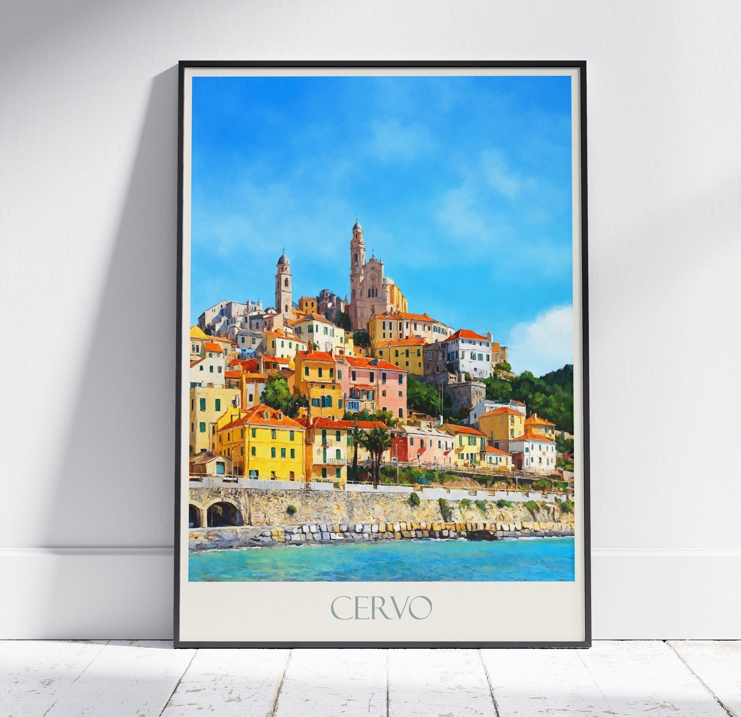 Cervo Travel Print ~ Italy Travel Poster | Painted Wall Art & Home Decor | Framed Personalized Print | Vacation Travel Gift