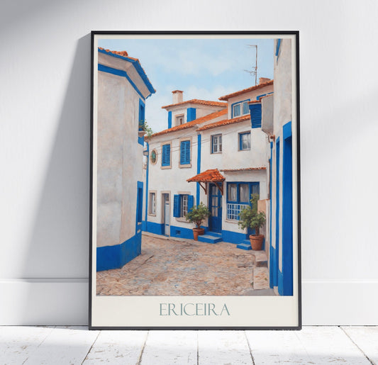 Ericeira Travel Print ~ Portugal Travel Poster | Painted Wall Art & Home Decor | Framed Personalized Print | Vacation Travel Gift