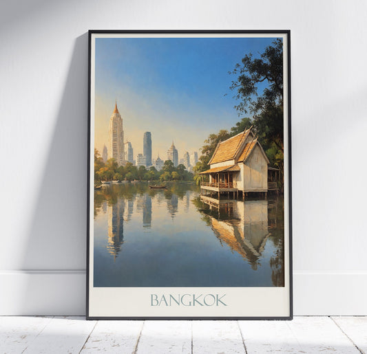 Bangkok Travel Print ~ Thailand Travel Poster | Painted Wall Art Print & Home Decor | Framed Personalized Print | Vacation Travel Gift