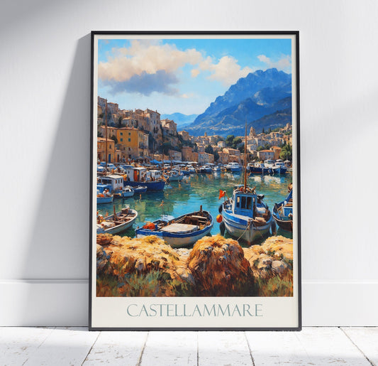 Castellammare Travel Print ~ Italy Travel Poster | Painted Wall Art & Home Decor | Framed Personalized Print | Vacation Travel Gift