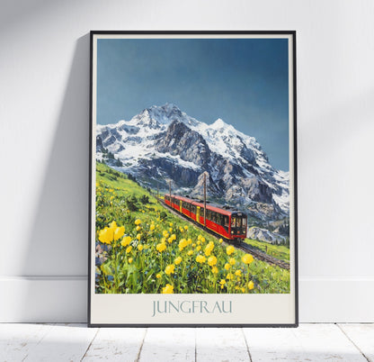 Jungfrau Travel Print ~ Switzerland Travel Poster | Painted Wall Art Print & Home Decor | Framed Personalized Print | Vacation Travel Gift