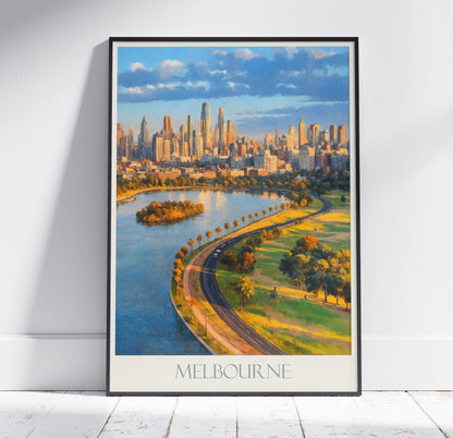 Melbourne Travel Print ~ Australia Travel Poster | Painted Wall Art & Home Decor | Framed Personalized Print | Vacation Travel Gift