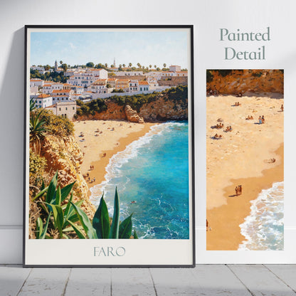 Faro Travel Print ~ Portugal Travel Poster | Painted Wall Art & Home Decor | Framed Personalized Print | Vacation Travel Gift