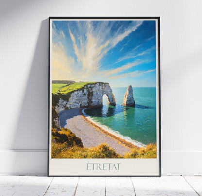 Étretat Travel Print ~ France Travel Poster | Painted Wall Art & Home Decor | Framed Personalized Print | Vacation Travel Gift