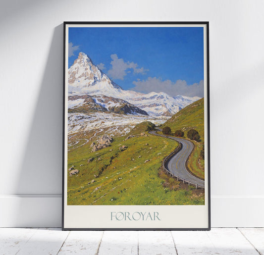 Faroe Islands Travel Print ~ Travel Poster | Painted Wall Art Print & Home Decor | Framed Personalized Print | Vacation Travel Gift