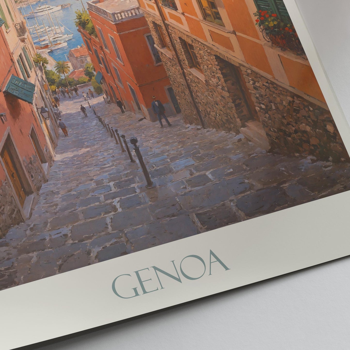 Genoa Travel Print ~ Italy Travel Poster | Painted Wall Art & Home Decor | Framed Personalized Print | Vacation Travel Gift