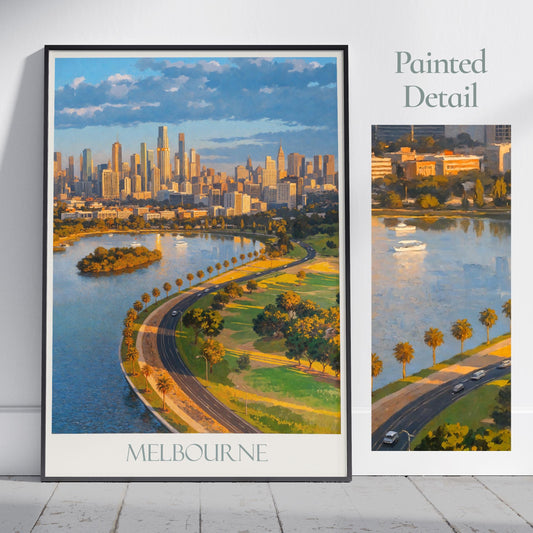 Melbourne Travel Print ~ Australia Travel Poster | Painted Wall Art & Home Decor | Framed Personalized Print | Vacation Travel Gift