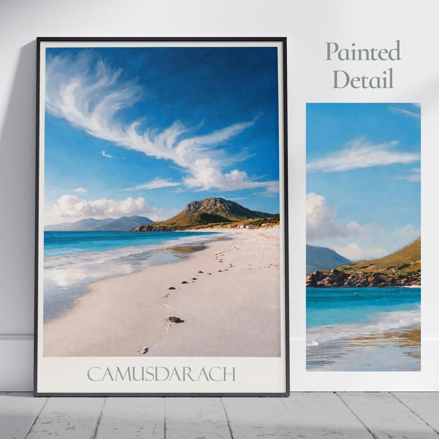 Camusdarach Beach Travel Print ~ Scotland Travel Poster Wall Art Home Decor Gift Personalized Framed