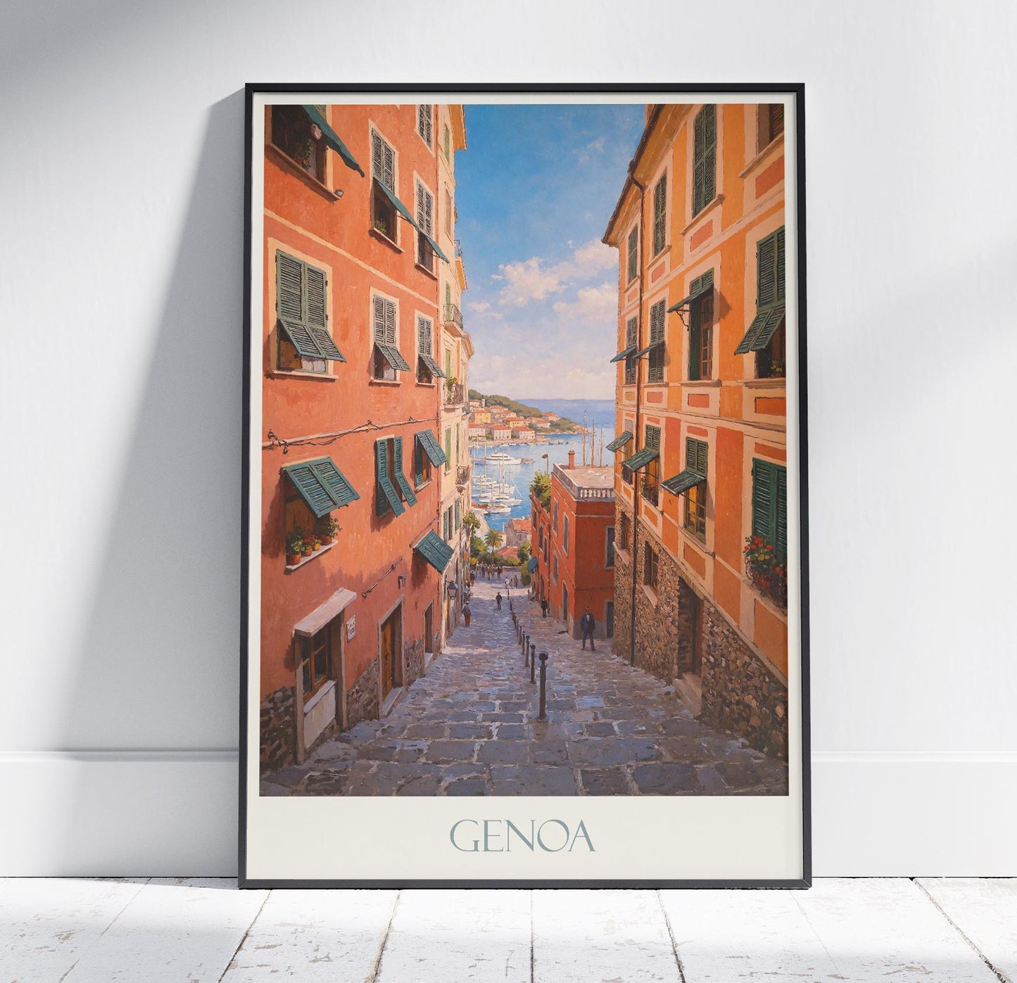 Genoa Travel Print ~ Italy Travel Poster | Painted Wall Art & Home Decor | Framed Personalized Print | Vacation Travel Gift