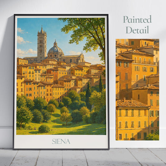 Siena Travel Print ~ Italy Travel Poster | Painted Wall Art Print & Home Decor | Framed Personalized Print | Vacation Travel Gift