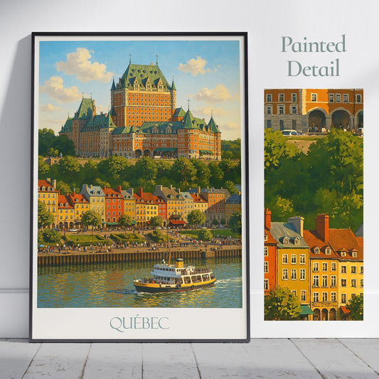 Québec City Travel Print ~ Quebec Canada Travel Poster Wall Art Home Decor Gift Personalized Framed