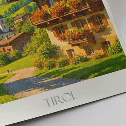 Tyrol Travel Print ~ Austria Travel Poster | Painted Wall Art & Home Decor | Framed Personalized Print | Vacation Travel Gift