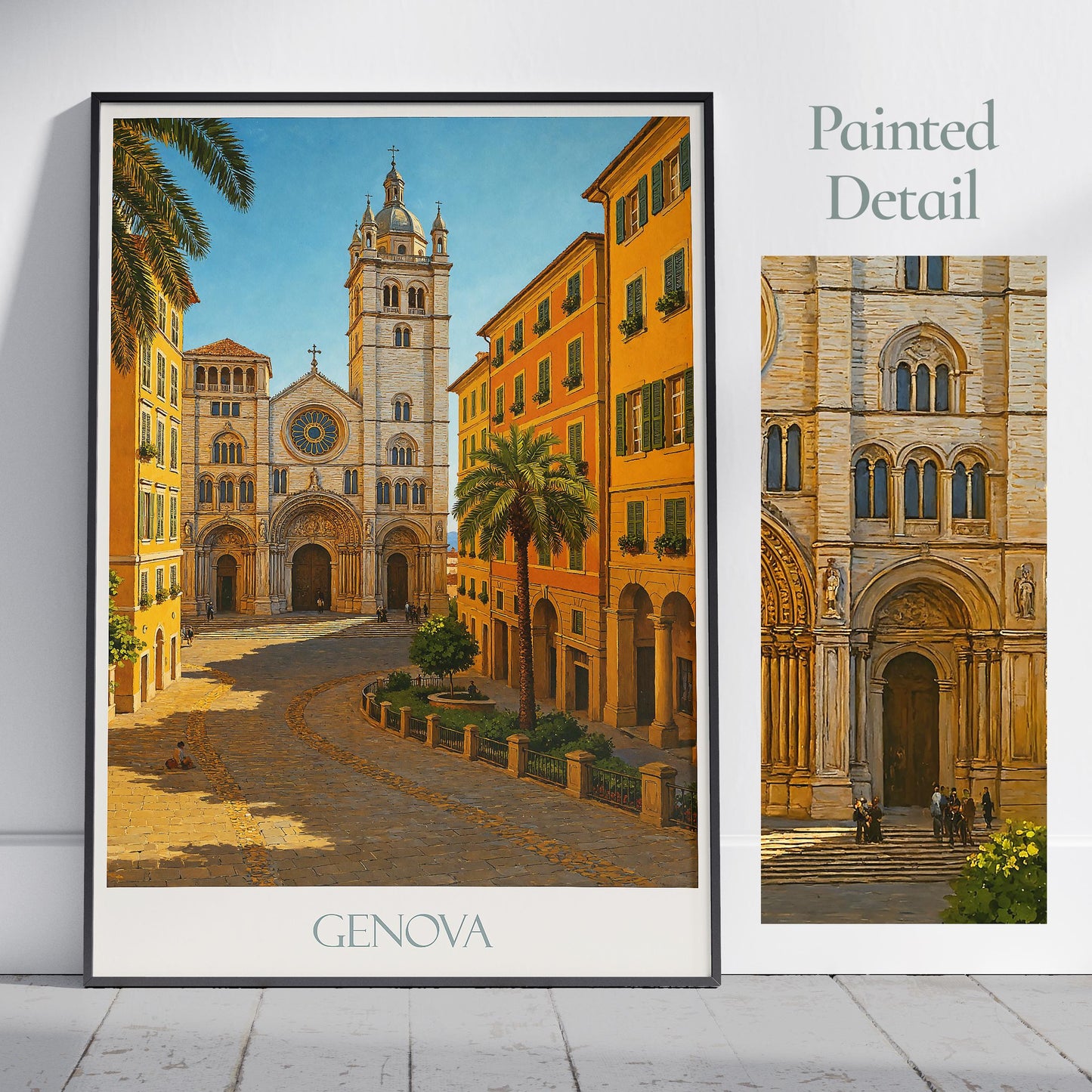 Genoa Travel Print ~ Italy Travel Poster | Painted Wall Art & Home Decor | Framed Personalized Print | Vacation Travel Gift