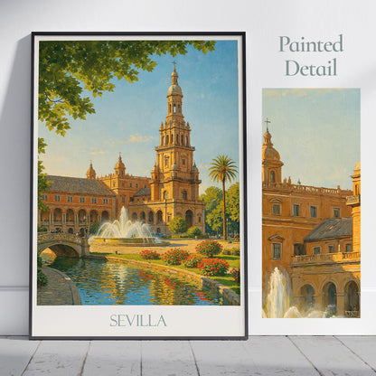 Seville Travel Print ~ Spain Travel Poster | Painted Wall Art Print & Home Decor | Framed Personalized Print | Vacation Travel Gift