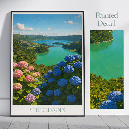 Sete Cidades Travel Print, São Miguel, Azores ~ Portugal Travel Poster Wall Art Home Decor Gift Personalized Framed