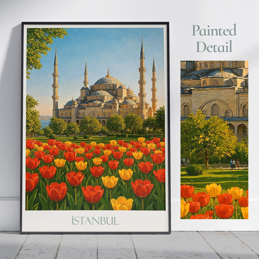Istanbul Travel Print, Blue Mosque ~ Turkiye Turkey Travel Poster