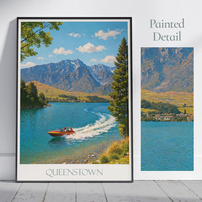 Queenstown Travel Print ~ New Zealand Travel Poster Wall Art Home Decor Gift Personalized Framed
