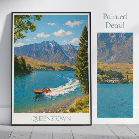 Queenstown Travel Print ~ New Zealand Travel Poster Wall Art Home Decor Gift Personalized Framed