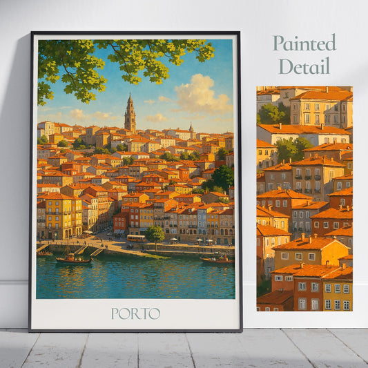 Porto Travel Print, Portugal ~ Travel Poster Wall Art Home Decor Personalized Gift Painting Framed