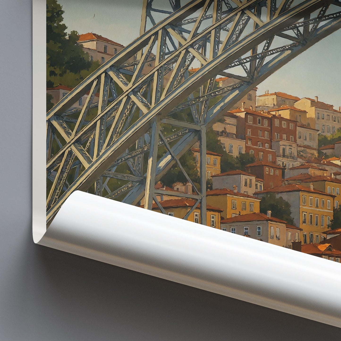 Porto Travel Print, Dom Luis I Bridge ~ Portugal Travel Poster Wall Art Home Decor Personalized Gift Painting Framed