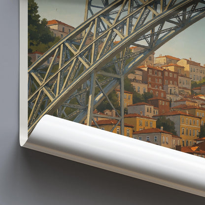 Porto Travel Print, Dom Luis I Bridge ~ Portugal Travel Poster Wall Art Home Decor Personalized Gift Painting Framed