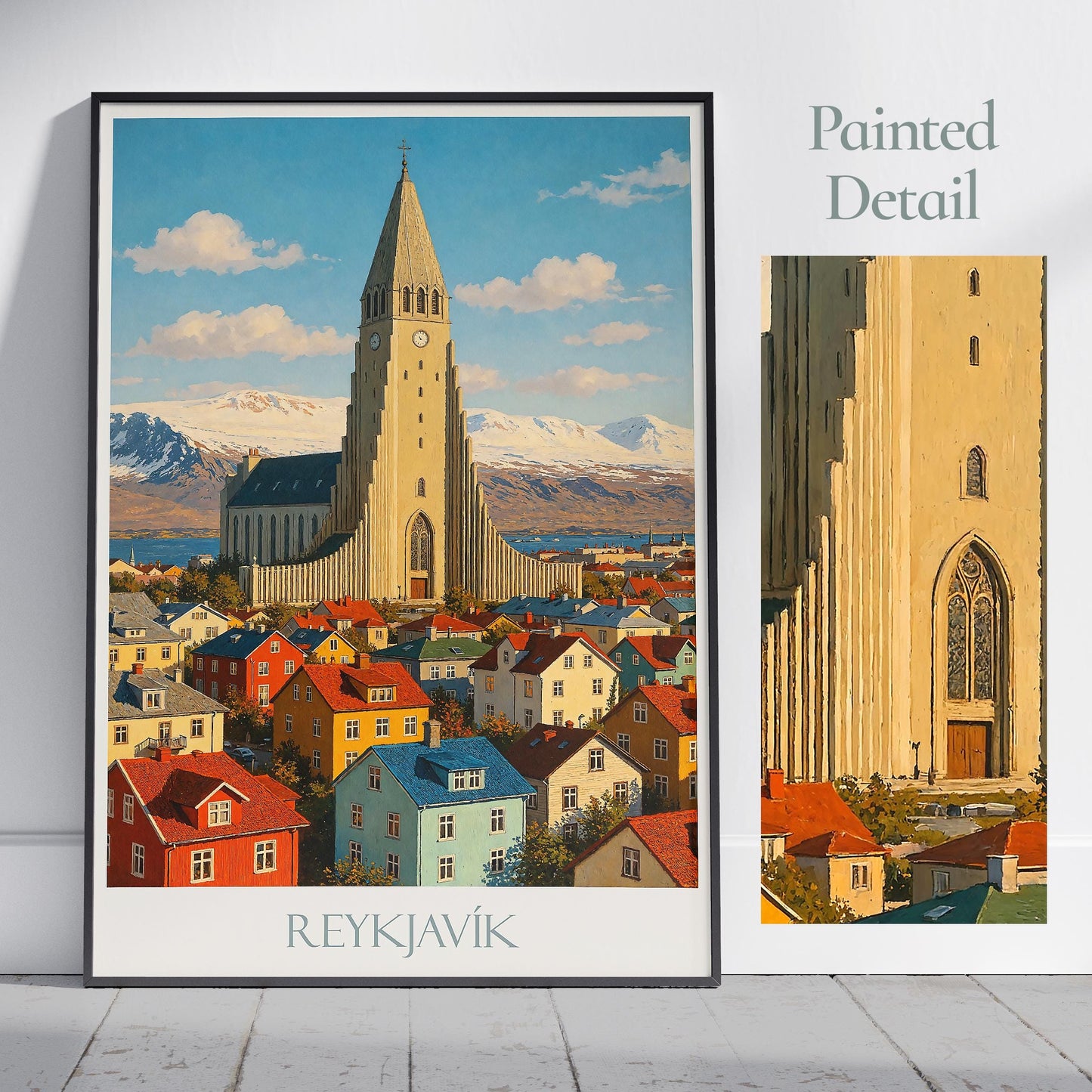 Reykjavik Travel Print ~ Iceland Travel Poster | Painted Wall Art Print & Home Decor | Framed Personalized Print | Vacation Travel Gift