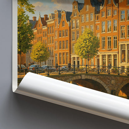 Amsterdam Travel Print ~ Amsterdam Netherlands travel poster print, Amsterdam travel wall decor, Amsterdam city wall art Amsterdam gift