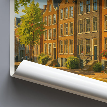 Amsterdam Travel Print ~ Netherlands travel poster print, Amsterdam city travel wall art gift