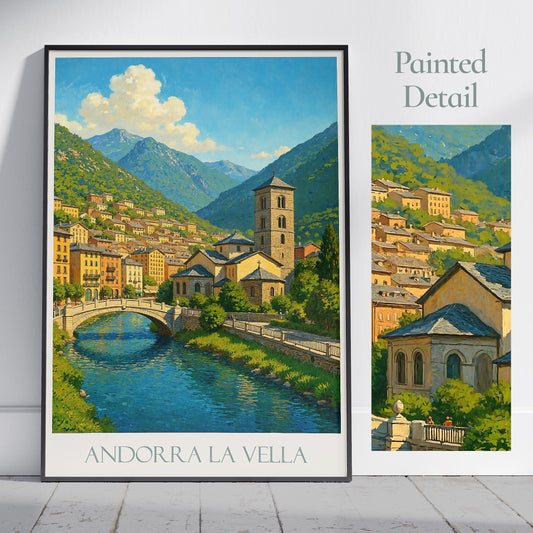Andorra Travel Print ~ Travel Poster | Painted Wall Art Print & Home Decor | Framed Personalized Print | Vacation Travel Gift