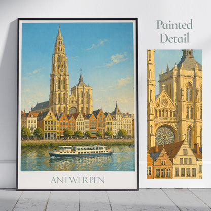Antwerp Travel Print ~ Belgium Travel Poster | Painted Wall Art & Home Decor | Framed Personalized Print | Vacation Travel Gift