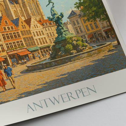 Antwerp Travel Print ~ Belgium Travel Poster | Painted Wall Art & Home Decor | Framed Personalized Print | Vacation Travel Gift
