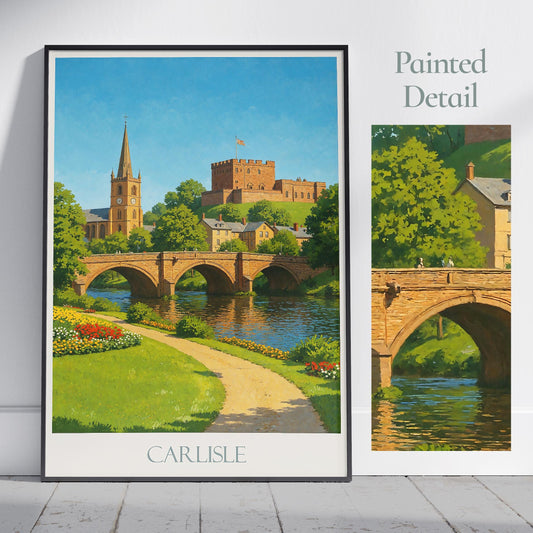 Carlisle Travel Print ~ Cumbria Travel Poster Wall Art Home Decor Personalized Gift Painting Framed