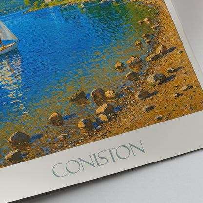 Coniston Water Travel Print, Lake District ~ Travel Poster | Framed Painting Print