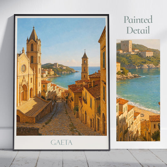 Gaeta Travel Print ~ Italy Travel Poster | Painted Wall Art & Home Decor | Framed Personalized Print | Vacation Travel Gift